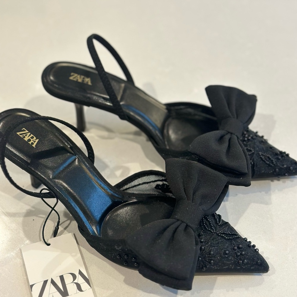 Zara Women's Black Bow Heels